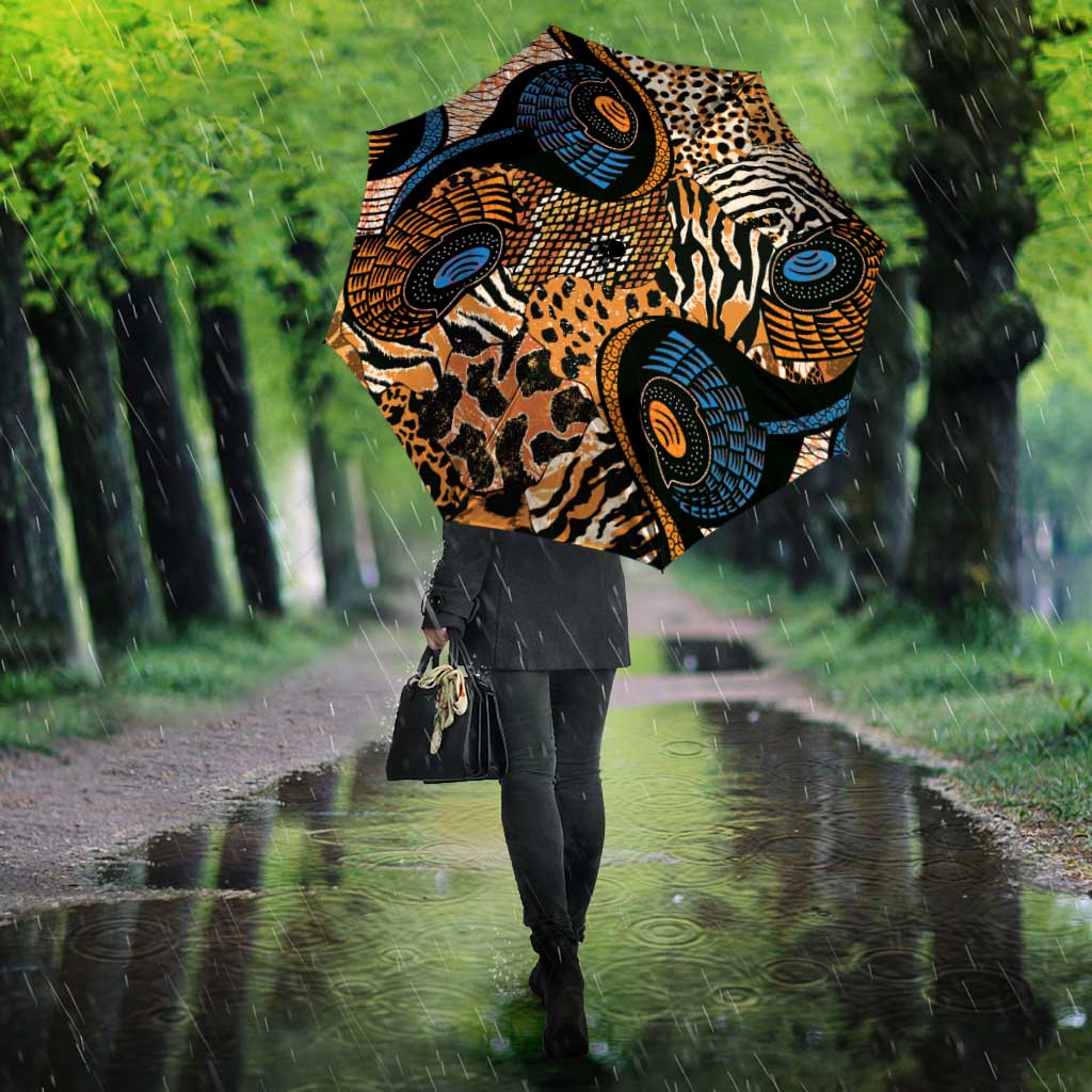 African Ankara Motifs Mixed Animal Skins Umbrella