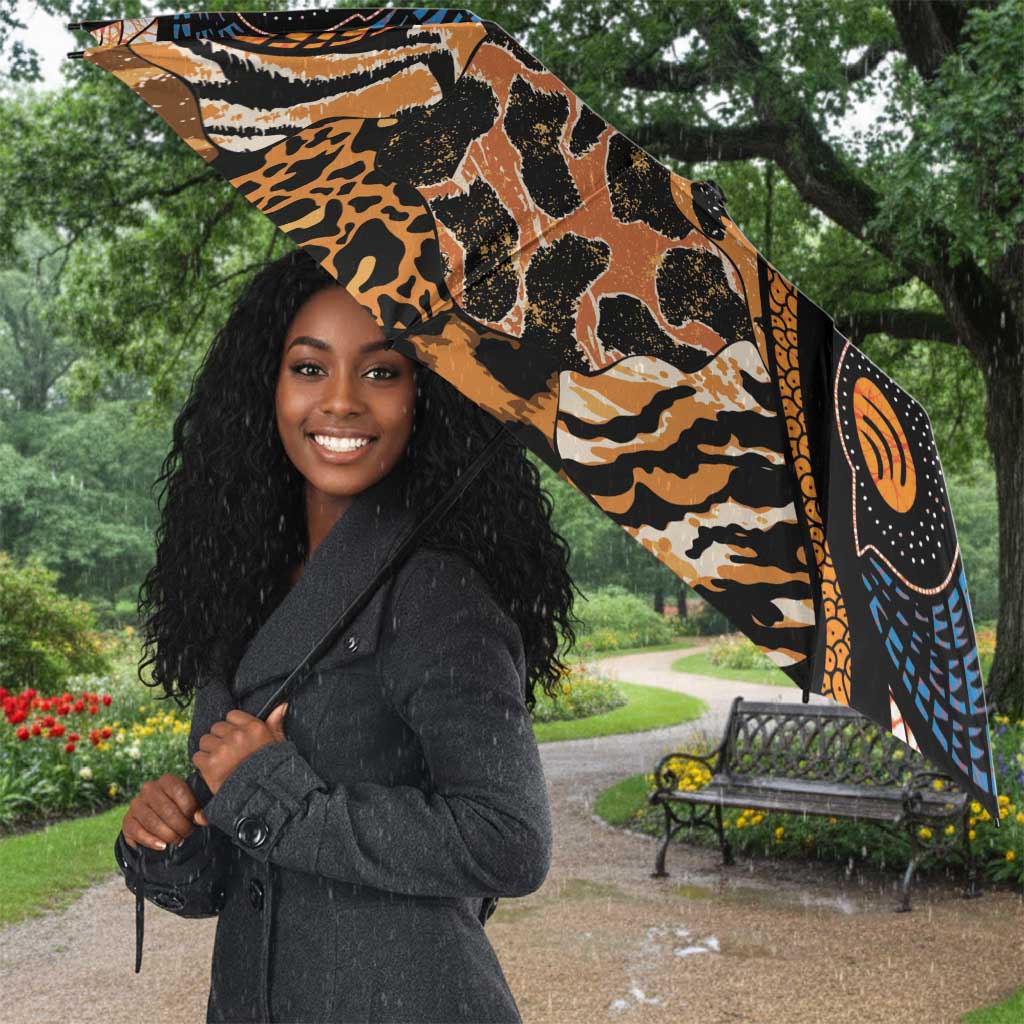 African Ankara Motifs Mixed Animal Skins Umbrella