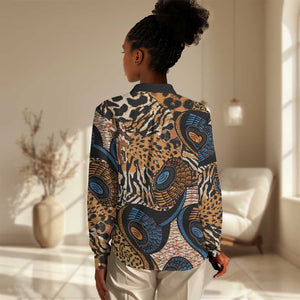 African Ankara Motifs Mixed Animal Skins Women Casual Shirt