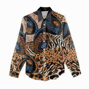 African Ankara Motifs Mixed Animal Skins Women Casual Shirt