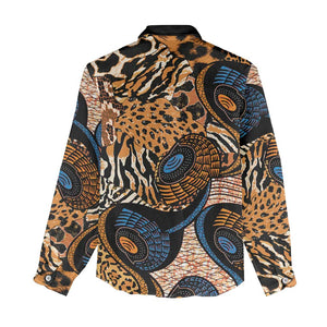 African Ankara Motifs Mixed Animal Skins Women Casual Shirt