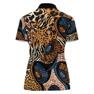 African Ankara Motifs Mixed Animal Skins Women Polo Shirt