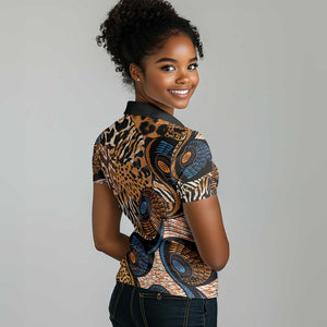 African Ankara Motifs Mixed Animal Skins Women Polo Shirt