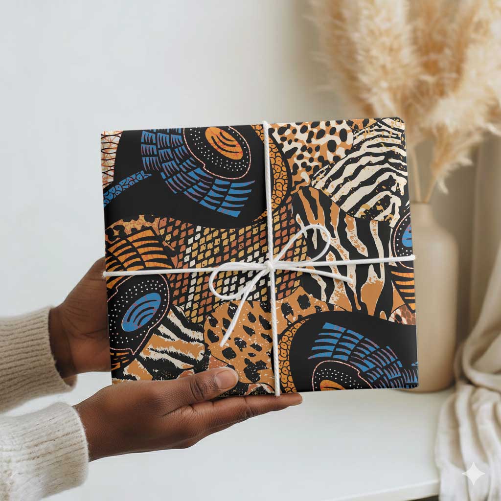 African Ankara Motifs Mixed Animal Skins Wrapping Paper - African Pride