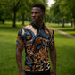 African Ankara Motifs Mixed Animal Skins Zipper Polo Shirt