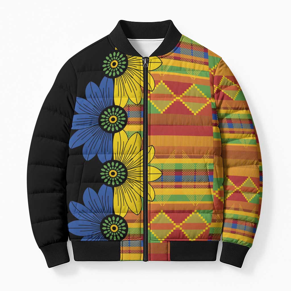 African Ethnic Kitenge Ankara Style Bomber Puffer Jacket