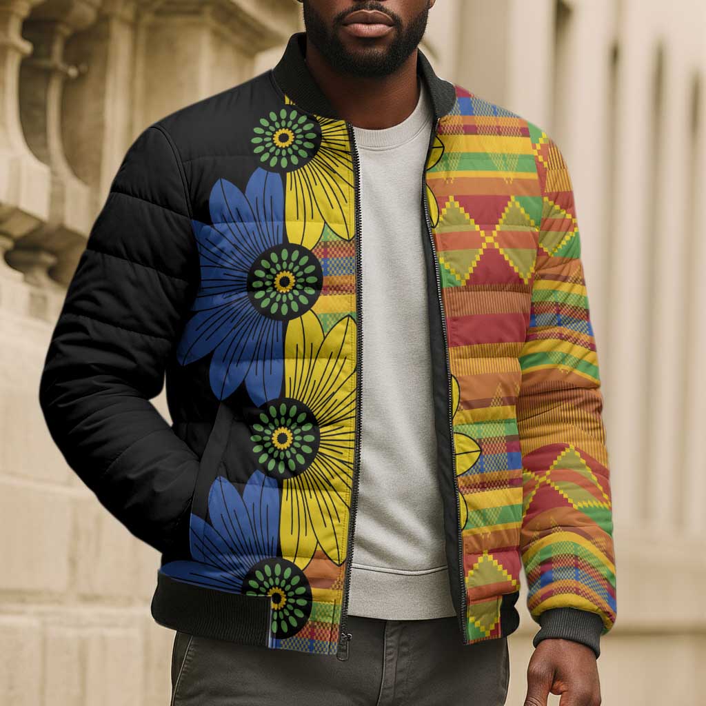 African Ethnic Kitenge Ankara Style Bomber Puffer Jacket