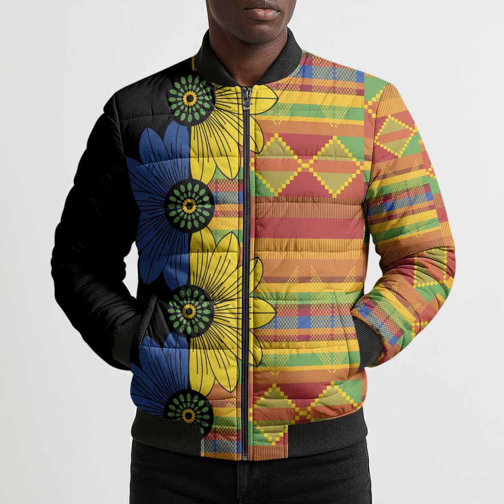 African Ethnic Kitenge Ankara Style Bomber Puffer Jacket