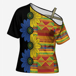 African Ethnic Kitenge Ankara Style Cross Shoulder Shirt
