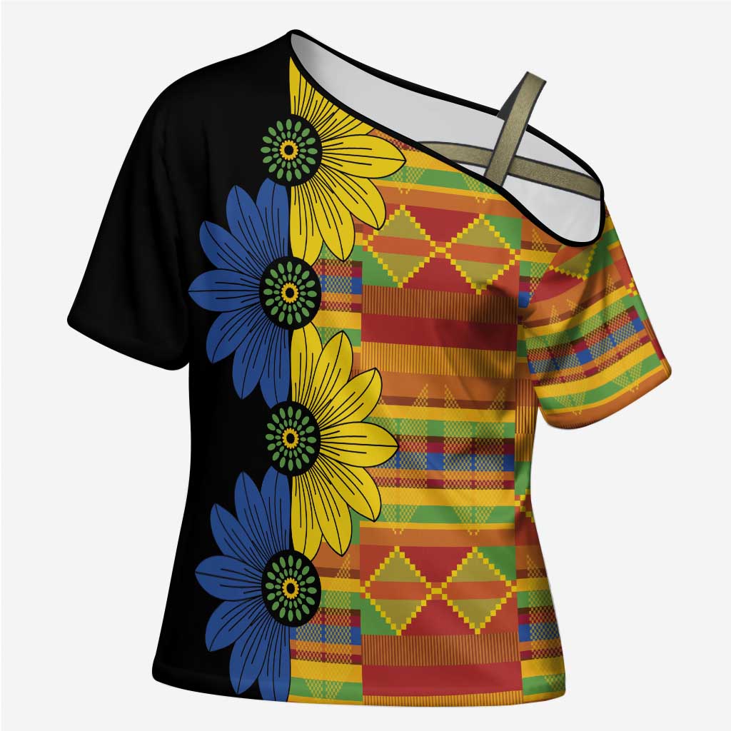 African Ethnic Kitenge Ankara Style Cross Shoulder Shirt