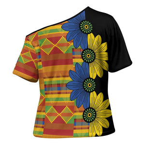 African Ethnic Kitenge Ankara Style Cross Shoulder Shirt