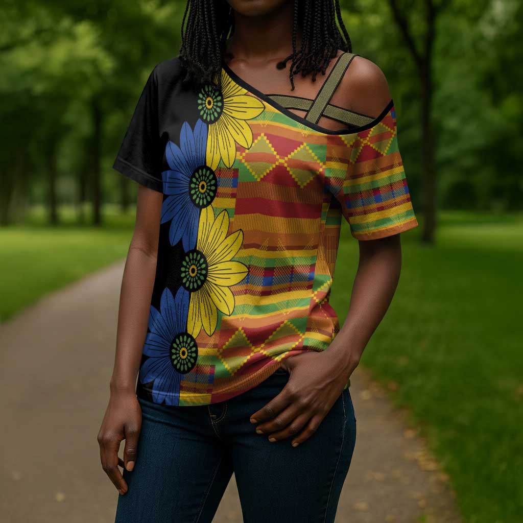 African Ethnic Kitenge Ankara Style Cross Shoulder Shirt