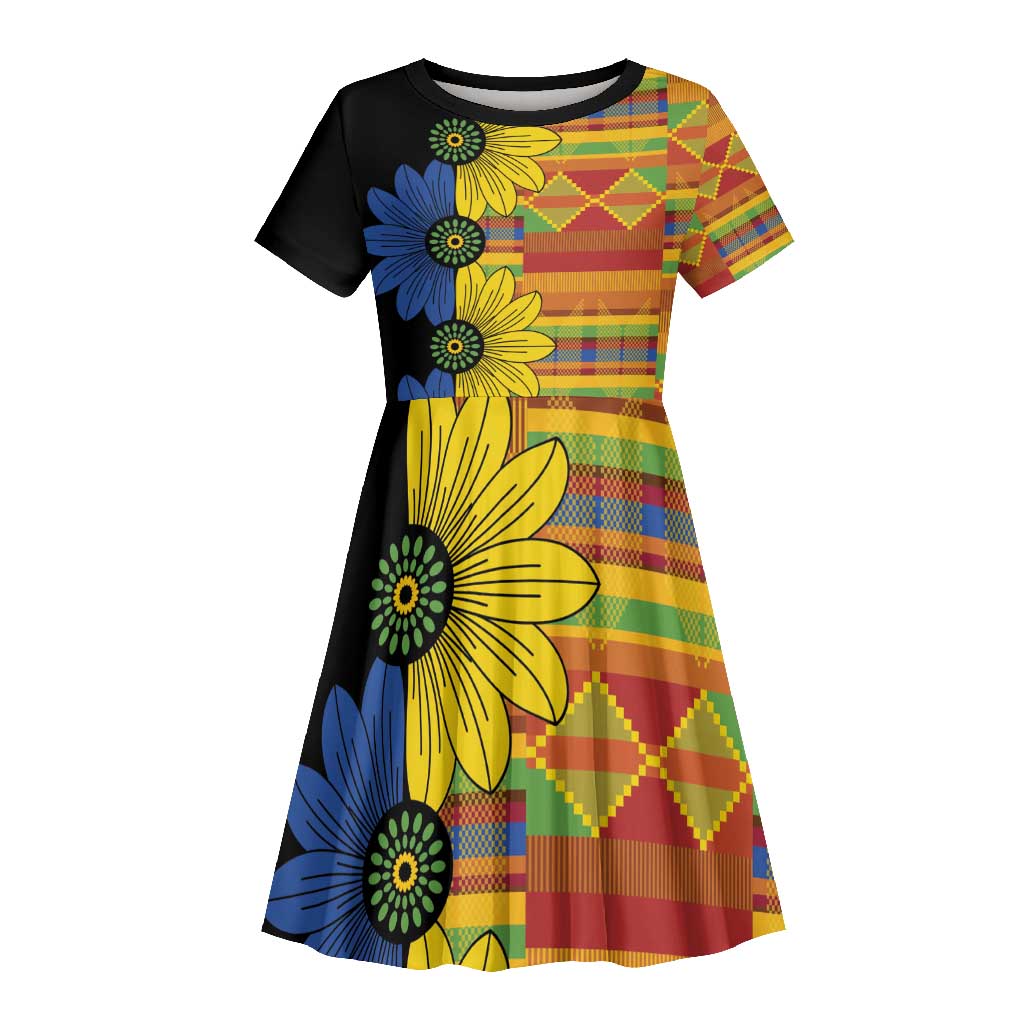 African Ethnic Kitenge Ankara Style Kid Short Sleeve Dress