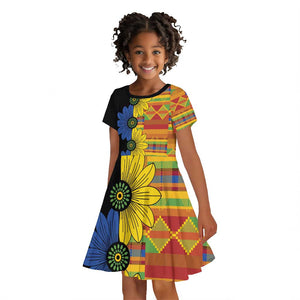 African Ethnic Kitenge Ankara Style Kid Short Sleeve Dress