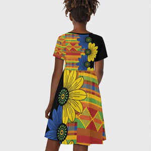 African Ethnic Kitenge Ankara Style Kid Short Sleeve Dress