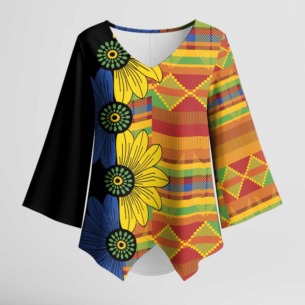 African Ethnic Kitenge Ankara Style Kimono Sleeve Blouse