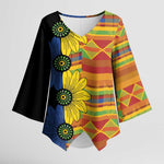 African Ethnic Kitenge Ankara Style Kimono Sleeve Blouse