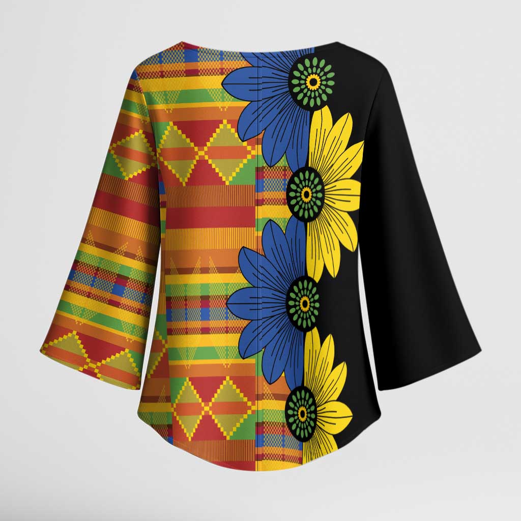 African Ethnic Kitenge Ankara Style Kimono Sleeve Blouse