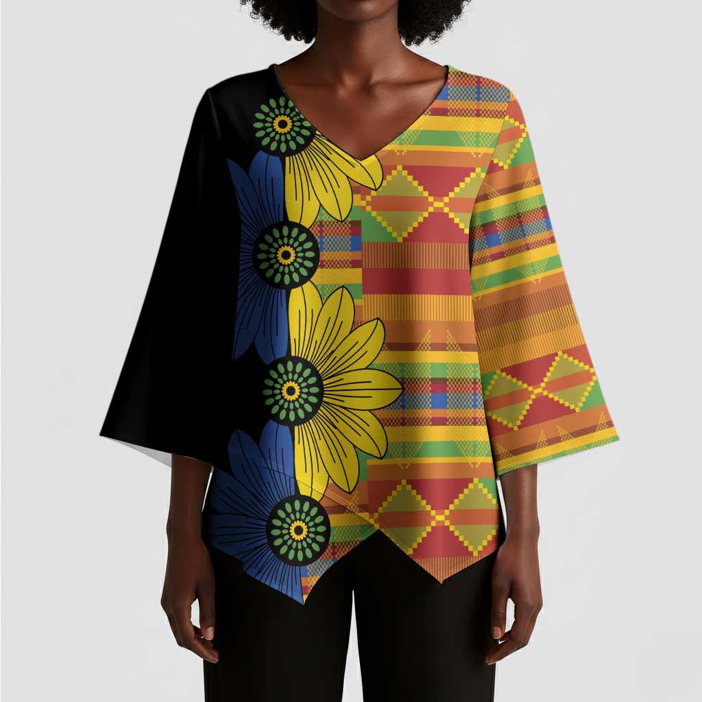 African Ethnic Kitenge Ankara Style Kimono Sleeve Blouse