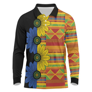 African Ethnic Kitenge Ankara Style Long Sleeve Polo Shirt