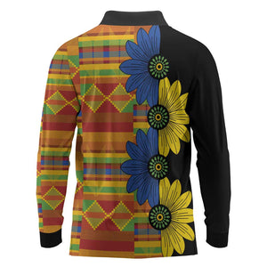 African Ethnic Kitenge Ankara Style Long Sleeve Polo Shirt