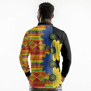 African Ethnic Kitenge Ankara Style Long Sleeve Polo Shirt