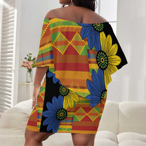 African Ethnic Kitenge Ankara Style Off Shoulder Short Dress