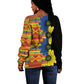 African Ethnic Kitenge Ankara Style Off Shoulder Sweater