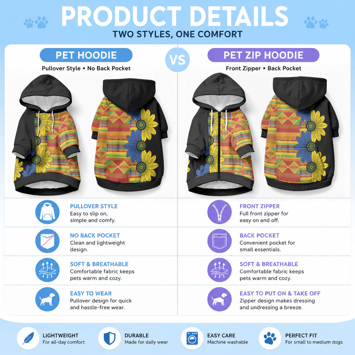 African Ethnic Kitenge Ankara Style Pet Hoodie