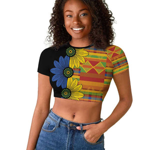 African Ethnic Kitenge Ankara Style Raglan Cropped T shirt