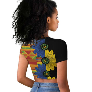 African Ethnic Kitenge Ankara Style Raglan Cropped T shirt