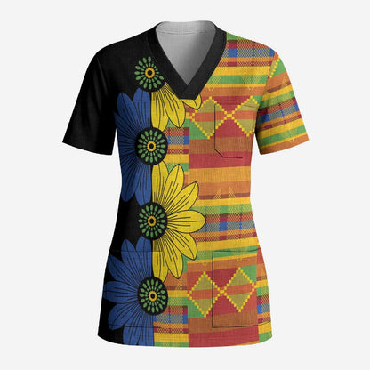 African Ethnic Kitenge Ankara Style Scrub Top