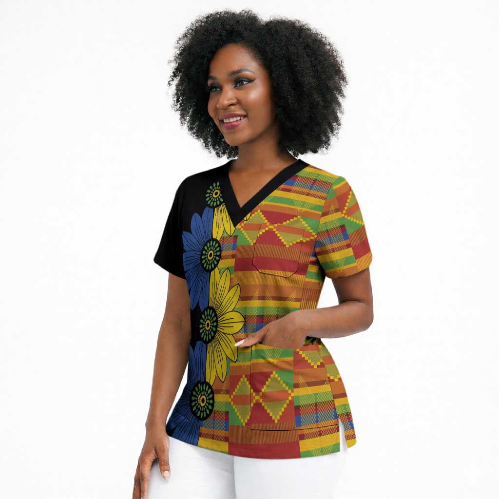 African Ethnic Kitenge Ankara Style Scrub Top