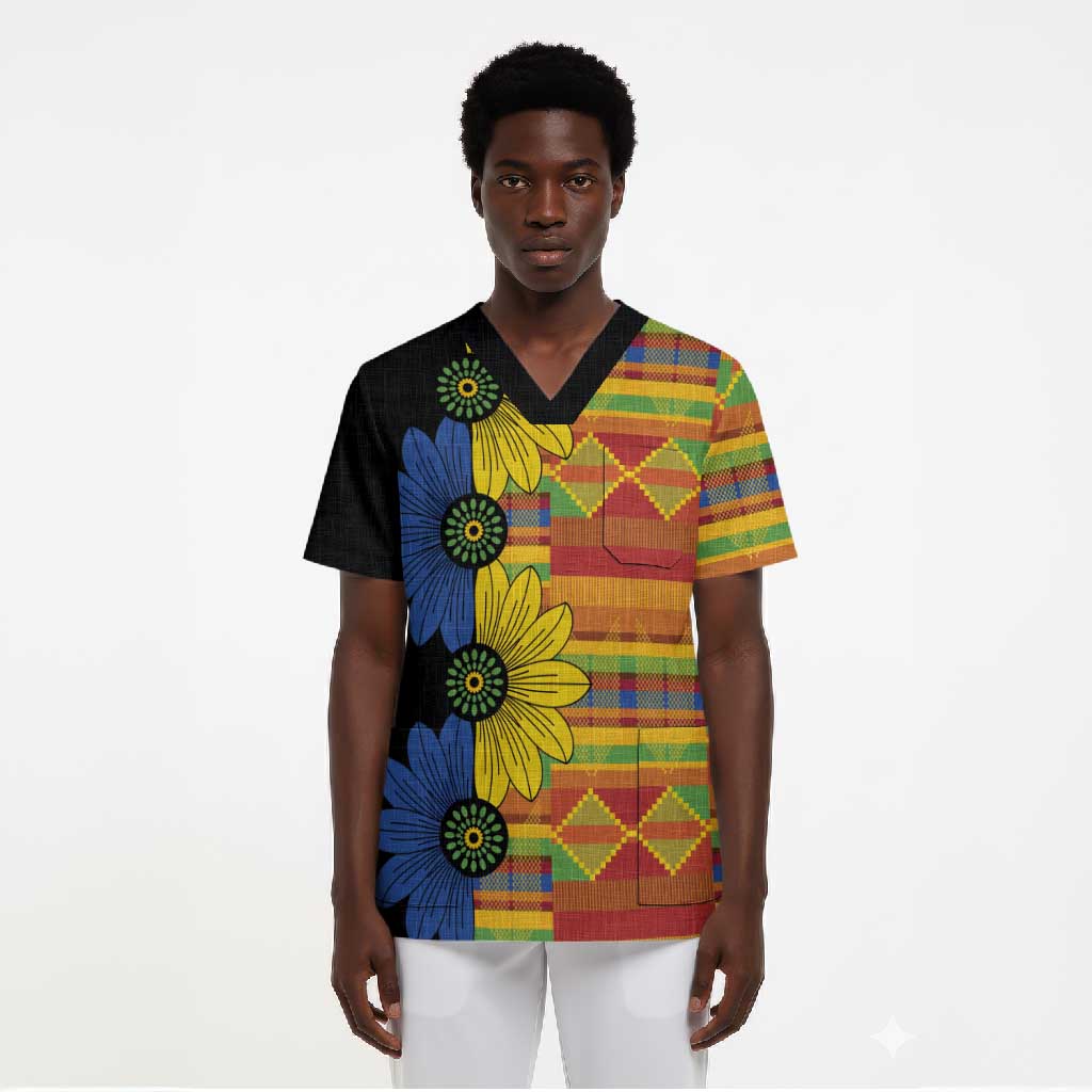 African Ethnic Kitenge Ankara Style Scrub Top
