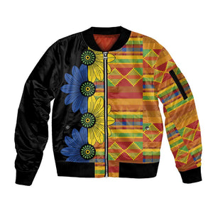 African Ethnic Kitenge Ankara Style Sleeve Zip Bomber Jacket