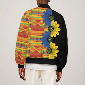 African Ethnic Kitenge Ankara Style Sleeve Zip Bomber Jacket