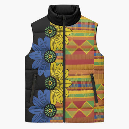 African Ethnic Kitenge Ankara Style Sleeveless Puffer Jacket