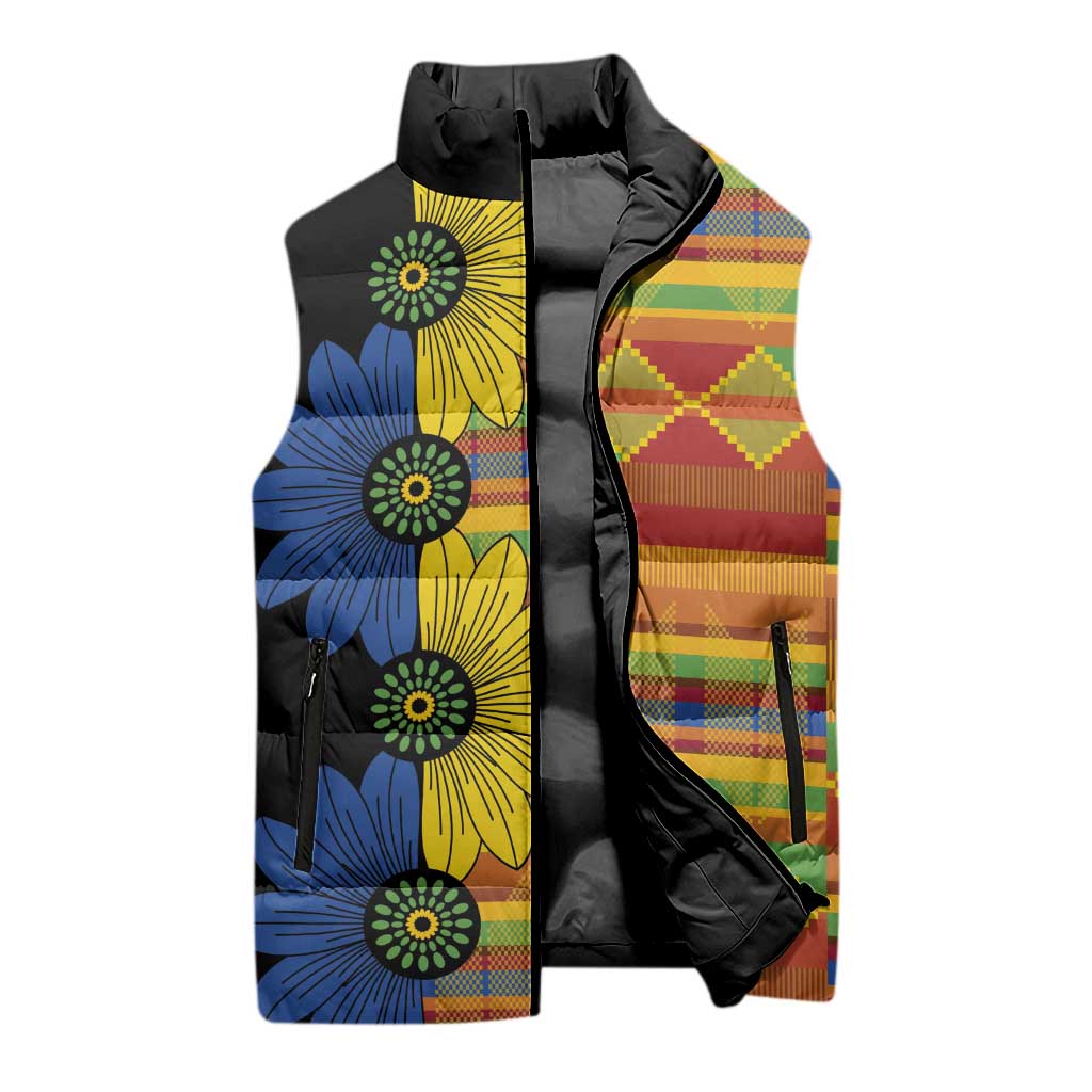 African Ethnic Kitenge Ankara Style Sleeveless Puffer Jacket