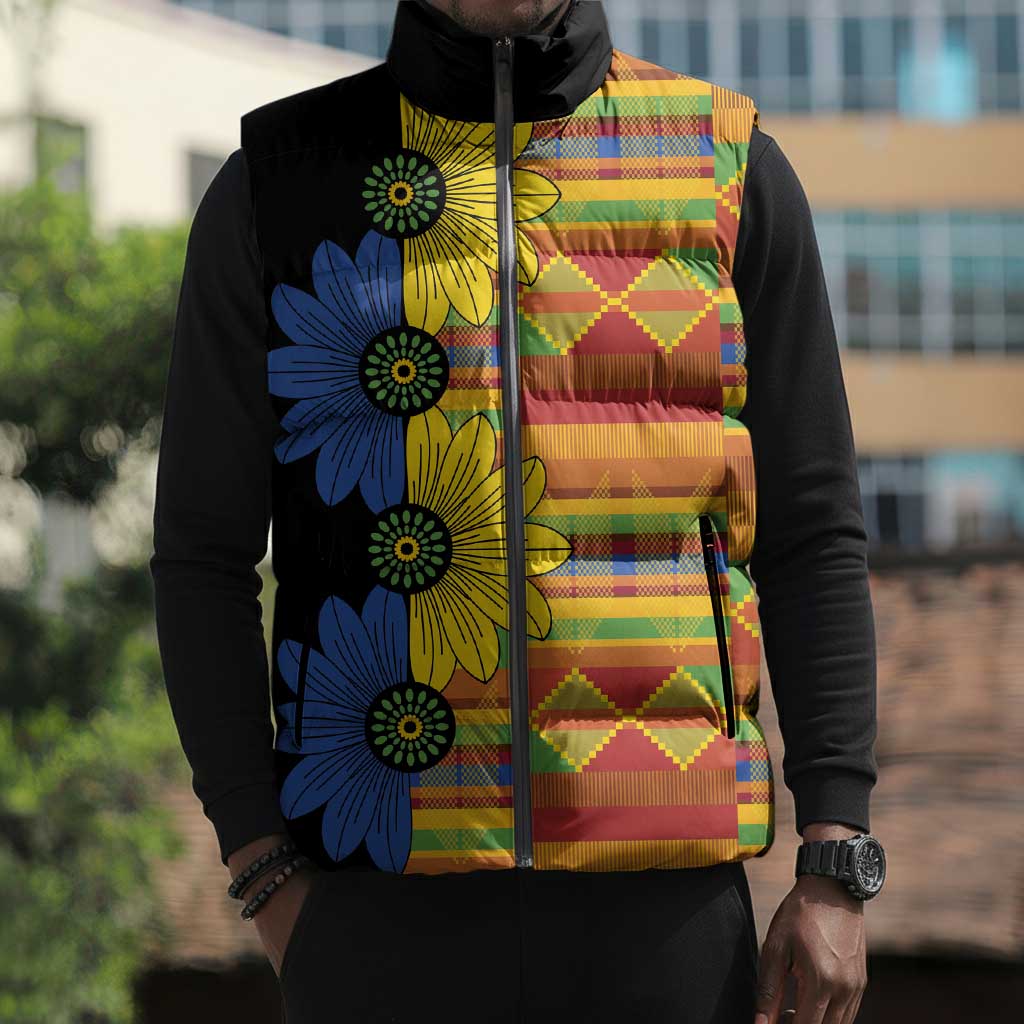 African Ethnic Kitenge Ankara Style Sleeveless Puffer Jacket