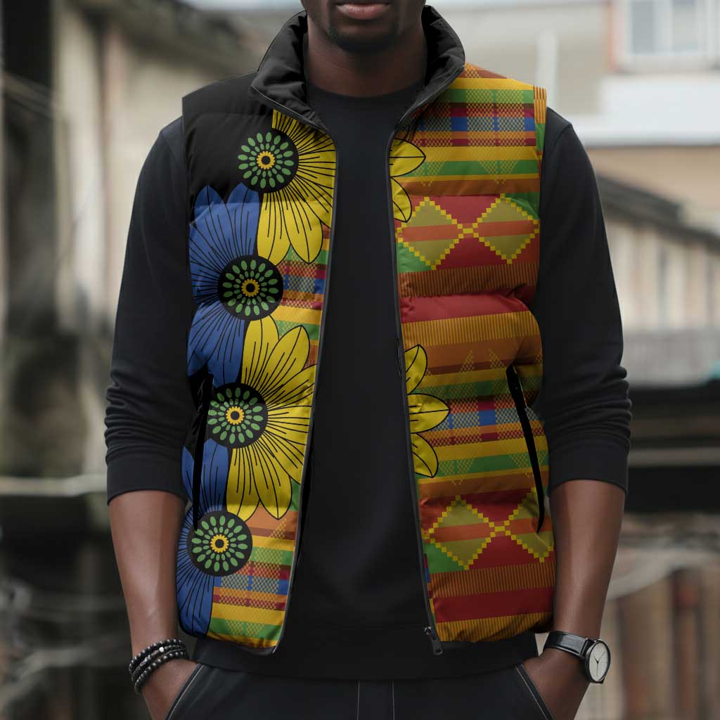 African Ethnic Kitenge Ankara Style Sleeveless Puffer Jacket
