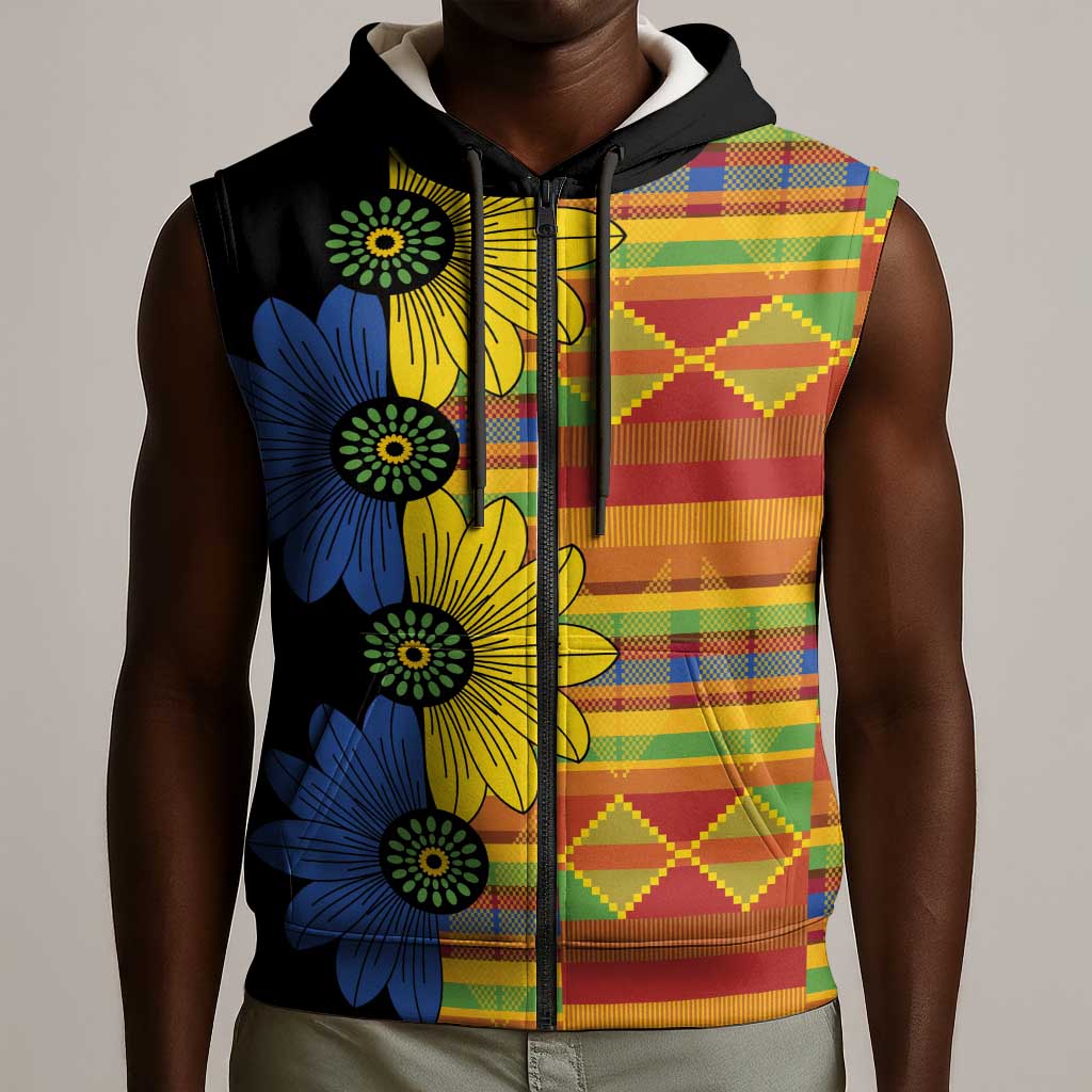 African Ethnic Kitenge Ankara Style Sleeveless Zip Hoodie - African Pride