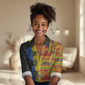 African Ethnic Kitenge Ankara Style Women Casual Shirt