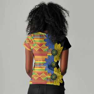 African Ethnic Kitenge Ankara Style Women V-Neck T-Shirt