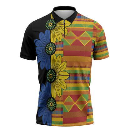 African Ethnic Kitenge Ankara Style Zipper Polo Shirt