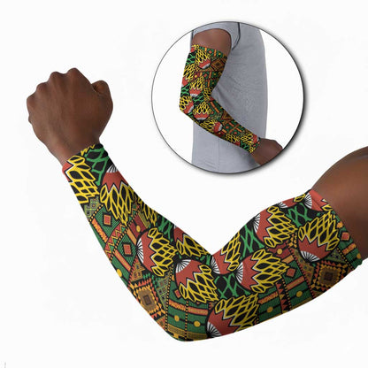 African Tribal Geometric Mixed Kanga Pattern Arm Sleeves