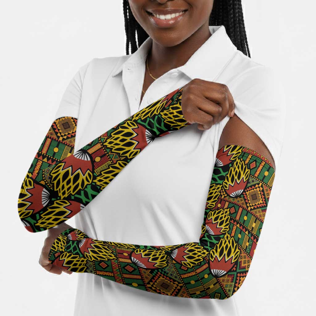 African Tribal Geometric Mixed Kanga Pattern Arm Sleeves