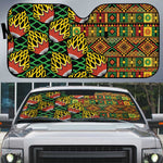 African Tribal Geometric Mixed Kanga Pattern Auto Sun Shade
