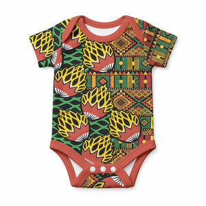 African Tribal Geometric Mixed Kanga Pattern Baby Onesie