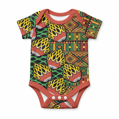 African Tribal Geometric Mixed Kanga Pattern Baby Onesie