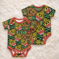 African Tribal Geometric Mixed Kanga Pattern Baby Onesie